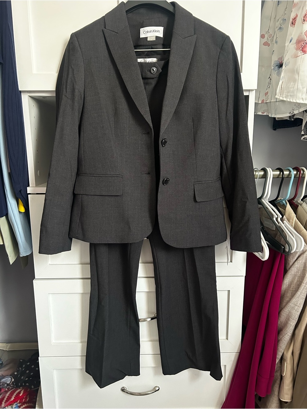 Calvin Klein Dark Charcoal Gray Women's Two-Piece Suit